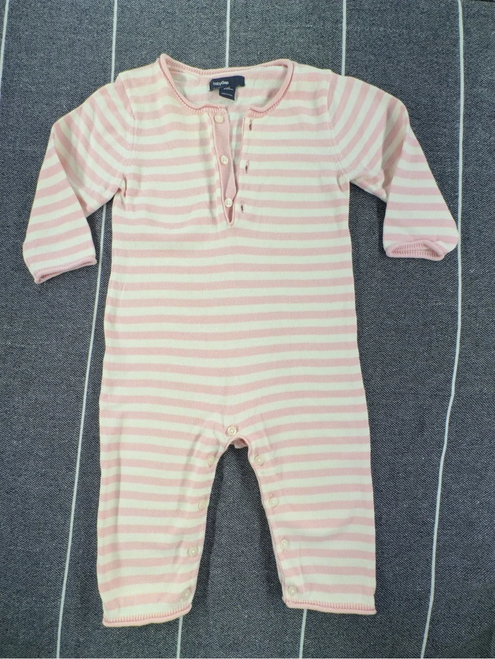 GAP baby pink and cream striped knit jumper